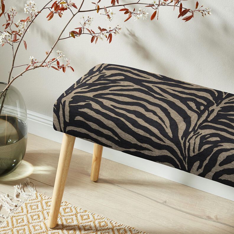 Bekledingsstof Jacquard Zebra – kaki/zwart, image number 8