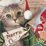 Panel Gobelin Kerstkat – lichtblauw/rood,  thumbnail number 3