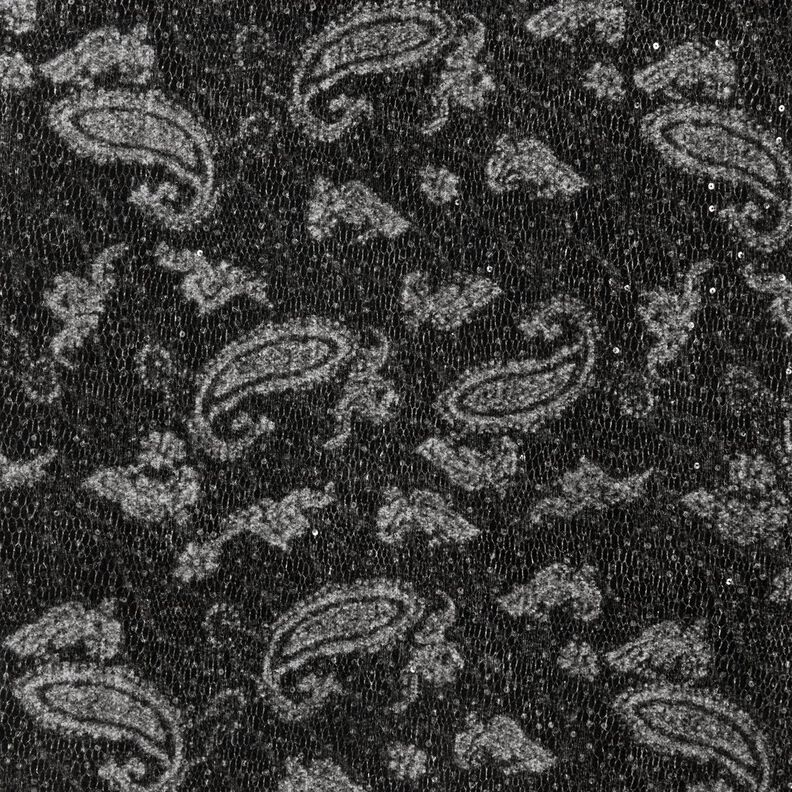 Jasstof paisley en pailletten – anthraciet/lichtgrijs,  image number 1