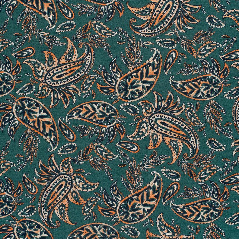 Romaniet jersey Paisley – blauwe spar/perzik sinaasappel, image number 1