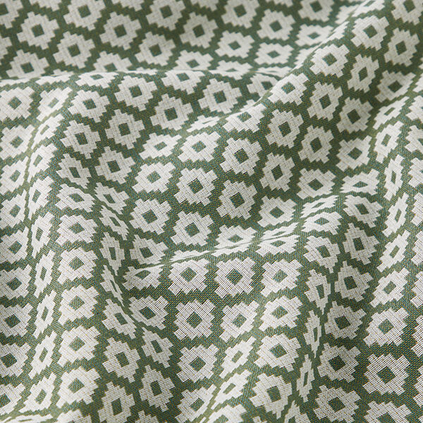 Outdoorstof jacquard Ruiten – olijf, image number 2