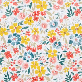 Gecoate katoen fijne bloemen – wit/rood, 