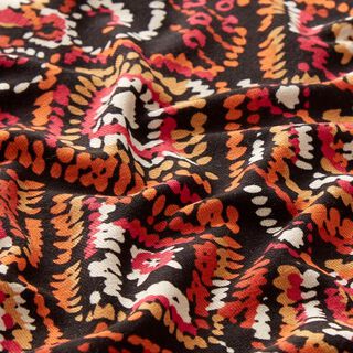 Viscosejersey Ruiten batik-look – zwart/oranje, 