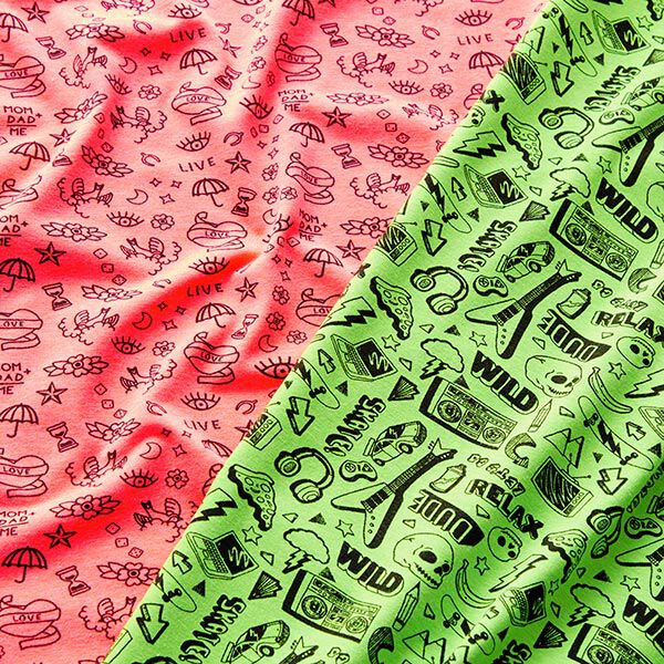 Katoenjersey Zomertattoo – neon pink, image number 5