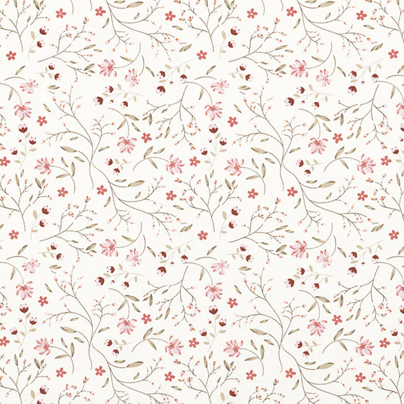 Katoenjersey Bloemenranken – ecru,  image number 1