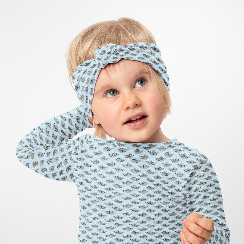 Katoenjersey Vos met bril – babyblauw,  image number 6