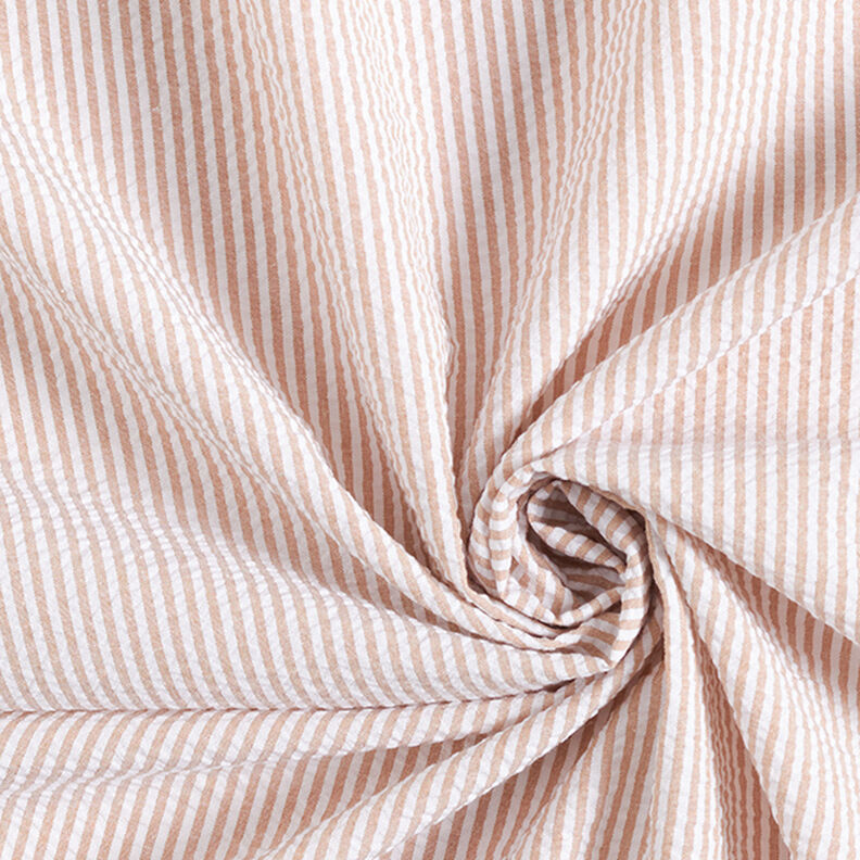 Seersucker Katoenmix strepen – beige/ecru,  image number 3
