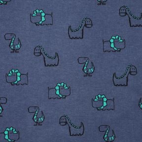 Katoenflanel Brutale dinosaurussen | Poppy Fabrics – jeansblauw/smaragdgroen, 