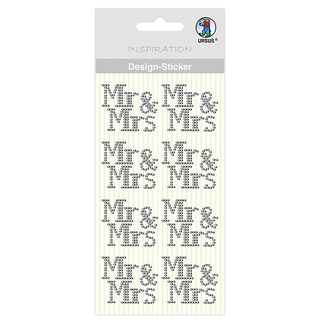 Designsticker Mr. & Mevr. [ 8 Stuk ] – zilver metalen, 