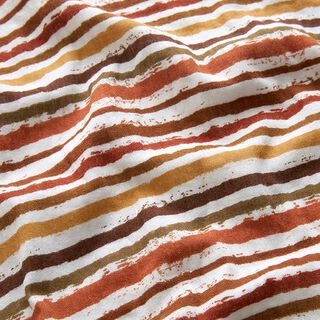 Mousseline/dubbel gehaakte stoffen Kleurrijke penseelstrepen – ecru/terracotta, 