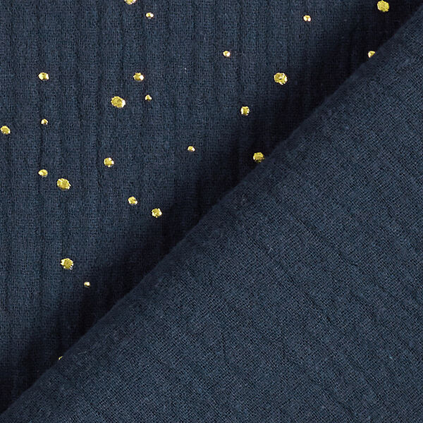 Katoenen mousseline verspreide gouden vlekken – marineblauw/goud,  image number 4