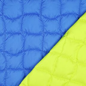 Doorgestikte stof golvende vierkanten – koningsblauw/neongroen, 