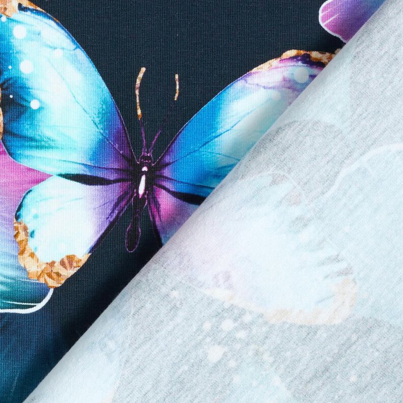 Katoenjersey Ginkgo vlinders | Glitzerpüppi  – nachtblauw,  image number 4