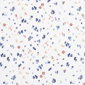GOTS Katoenjersey Digitale print met aquarel stippen – wit/indigo, 