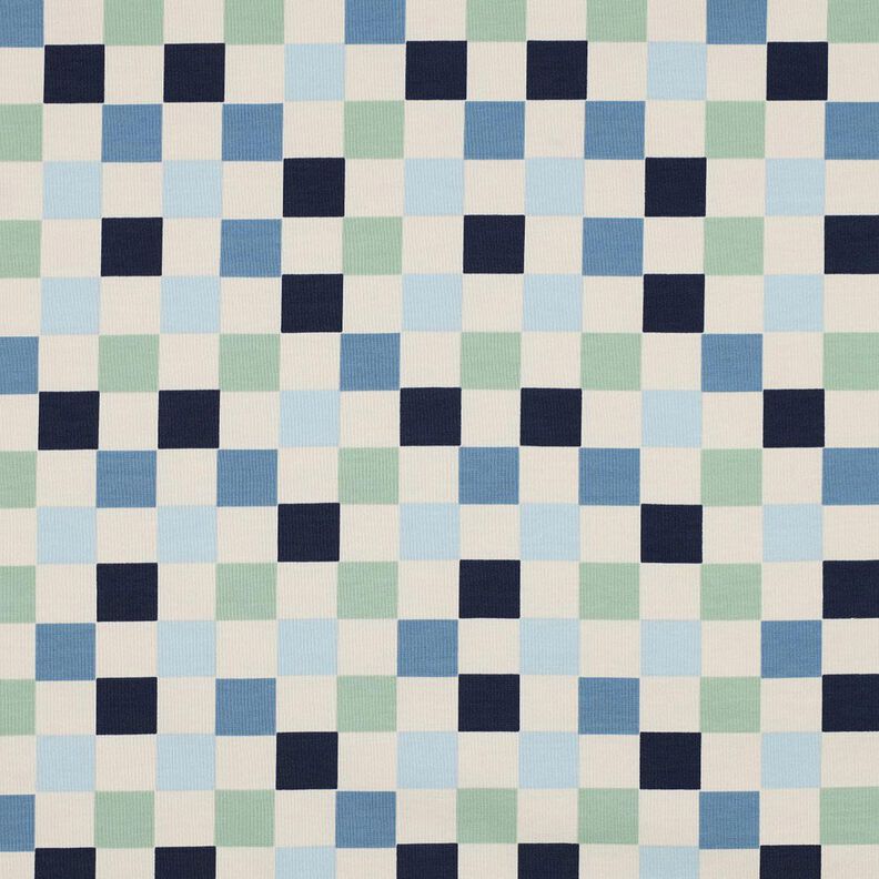 Katoenjersey Ruit| Poppy Fabrics – natuur/blauwgrijs,  image number 1