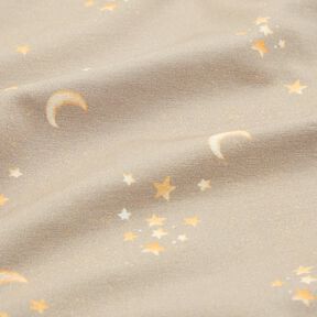 Katoenjersey Sterrenhemel Digitaal printen – licht taupe, 