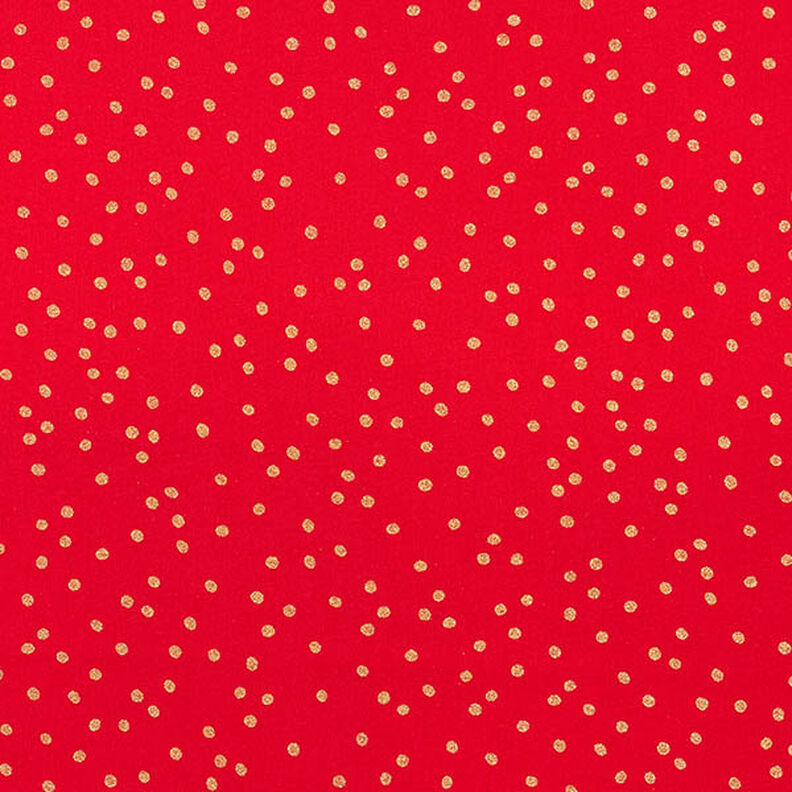 Katoenen stof Popeline fijne stippen – rood/goud,  image number 1