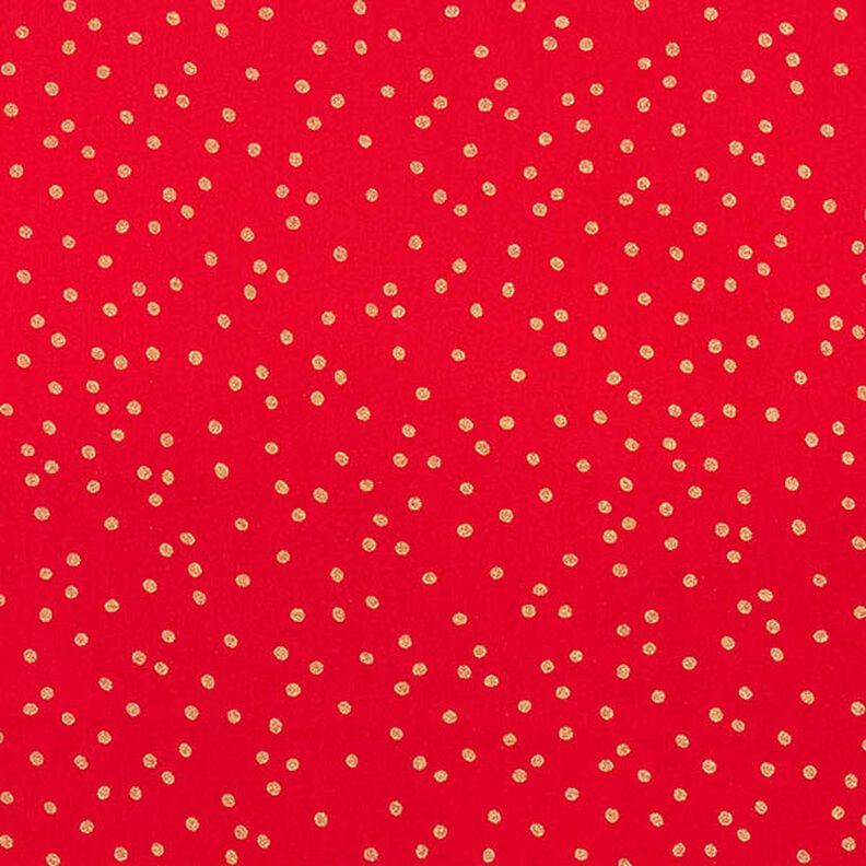 Katoenen stof Popeline fijne stippen – rood/goud, image number 1