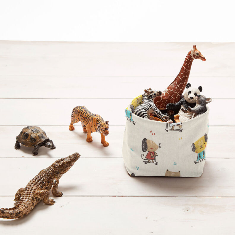 Katoenpopeline Katten en honden op rollers – natuur,  image number 6
