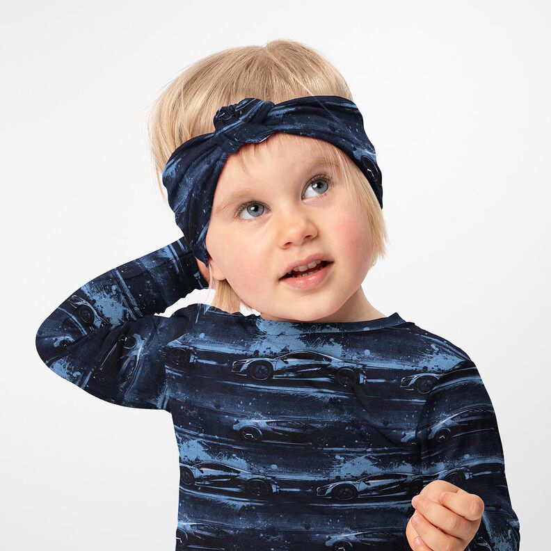 Katoenjersey Raceauto Digitaal printen – zwart blauw,  image number 5