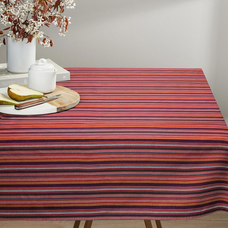 Decostof Jacquard Chevron-strepen – karmijnrood/groen, image number 5