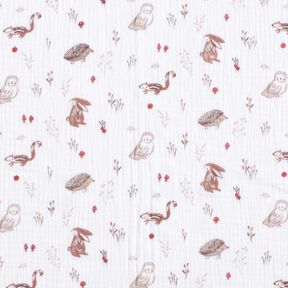 Mousseline/dubbel gehaakte stoffen Dieren in de boskap – wit, 