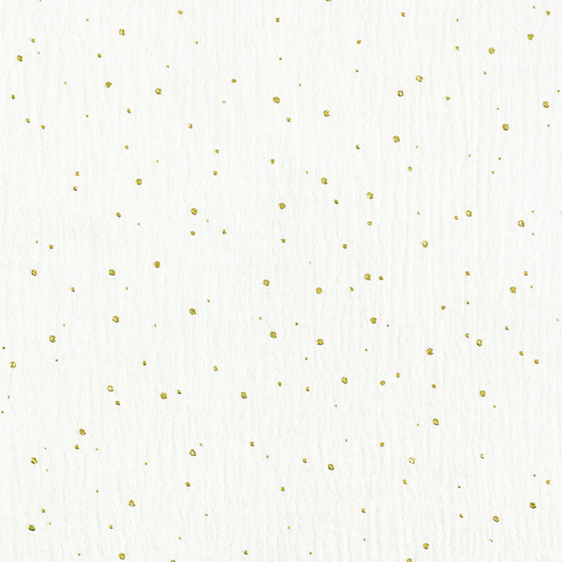 Katoenen mousseline verspreide gouden vlekken – wit/goud,  image number 1