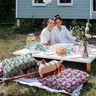 Gecoate katoen Pastelbloemen | Poppy Fabrics – grasgroen/roze,  thumbnail number 10