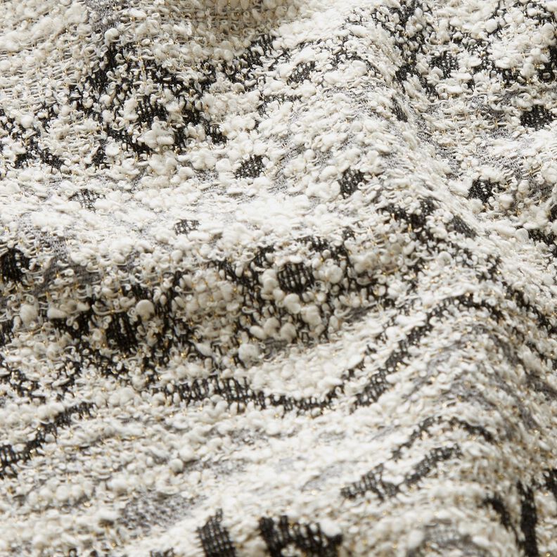 Gebreid bouclé ikat-patroon – grijs/wit,  image number 2