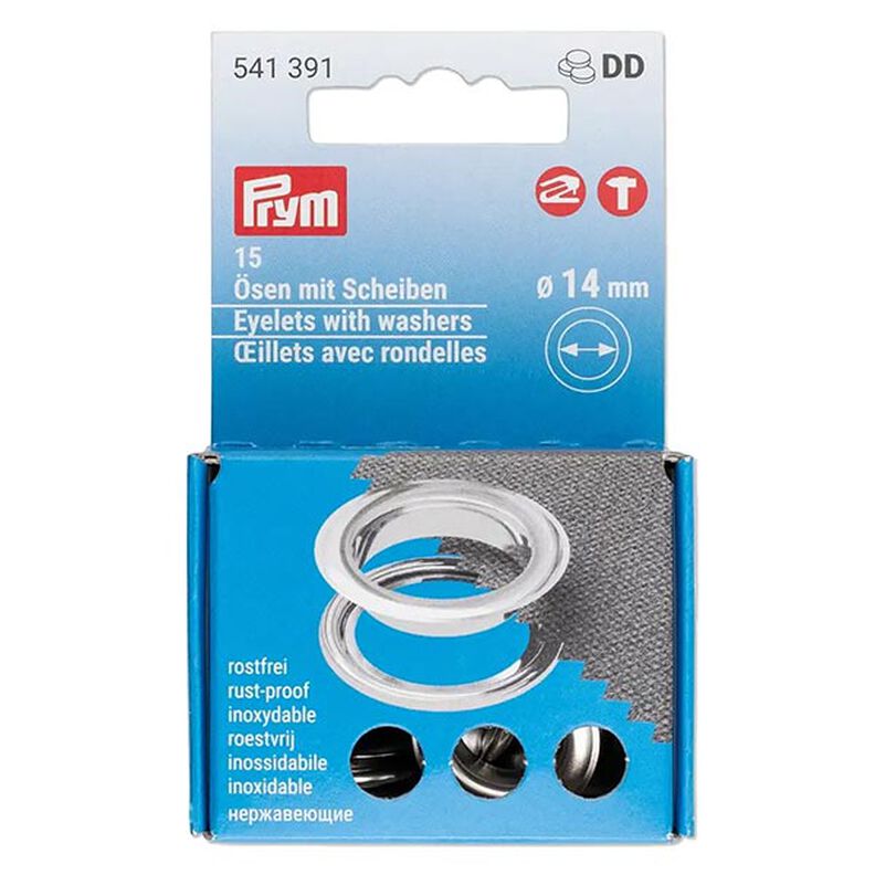 Oogjes met sluitringen [15 stuks | Ø 14 mm] | Prym – zilver metalen,  image number 1