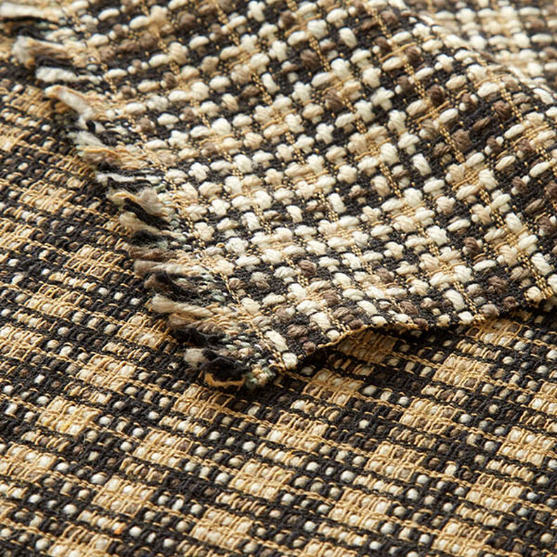 Mantelstof geruit wolmix – beige/zwart,  image number 5