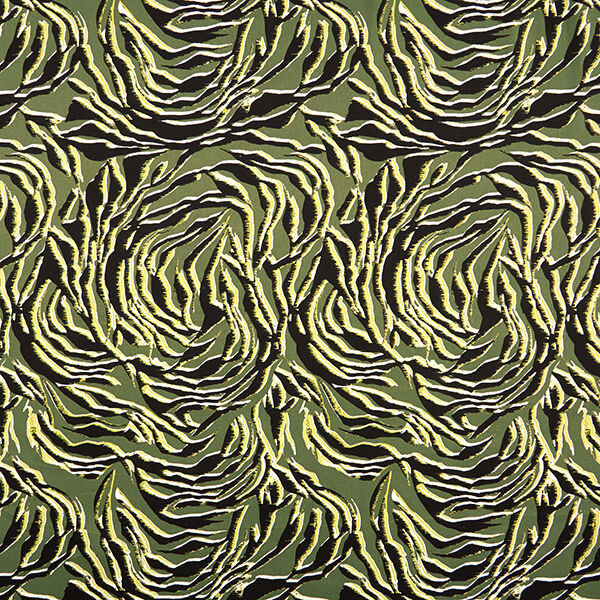 Katoenen stof stretch zebramotief – kaki,  image number 1