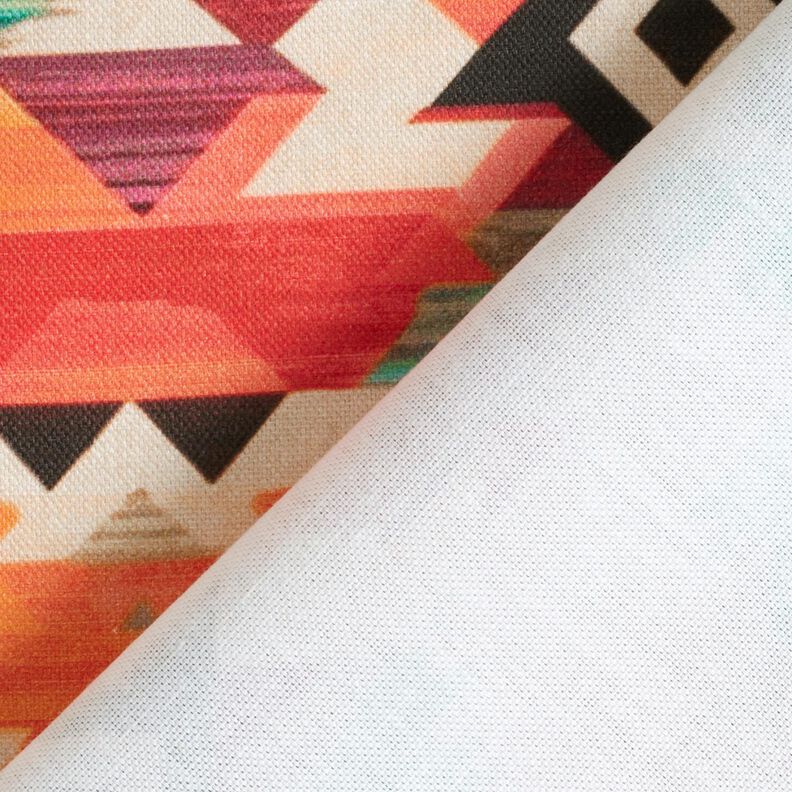 Decostof Half panama abstracte etnische print – lichtbeige/smaragdgroen,  image number 4