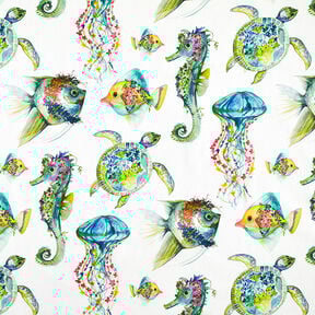 Decostof half panama Zeedieren – groen, 