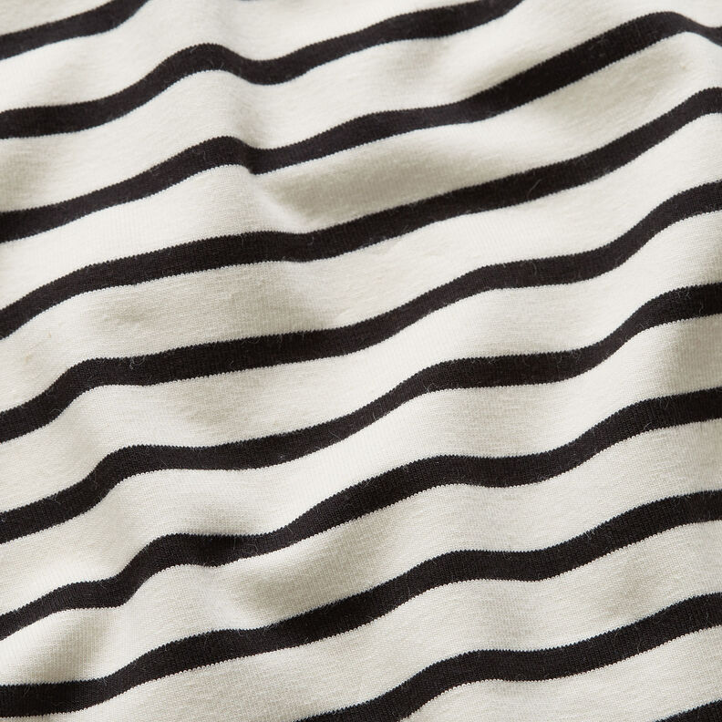 Katoenjersey brede en smalle strepen – creme/zwart,  image number 2