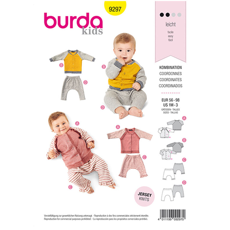 Sweatvest/Slipbroek, Burda 9297 | 56 - 98,  image number 1