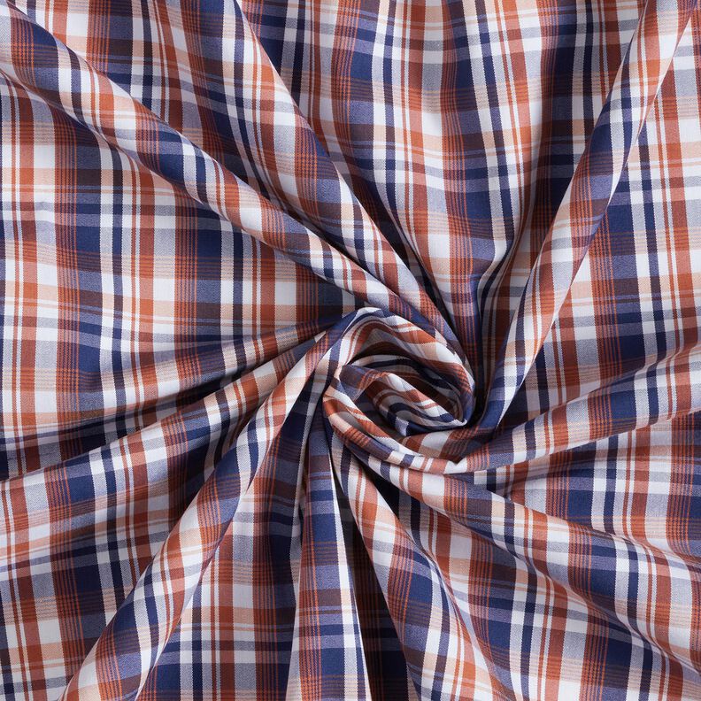 Overhemdstof klassieke ruit – marineblauw/koper, image number 3