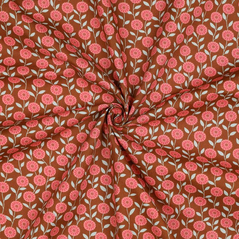 Katoenpopeline Zomerbloemen| Poppy Fabrics – kreeft/brons,  image number 3