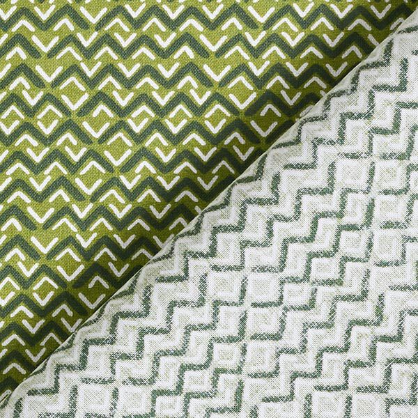 Katoenen stof Cretonne Etnische zigzag – groen,  image number 4