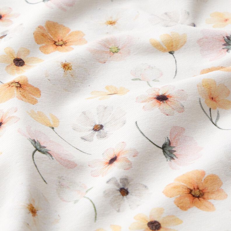 GOTS Katoenjersey Bloemenweide Digitaal printen – beige, image number 2