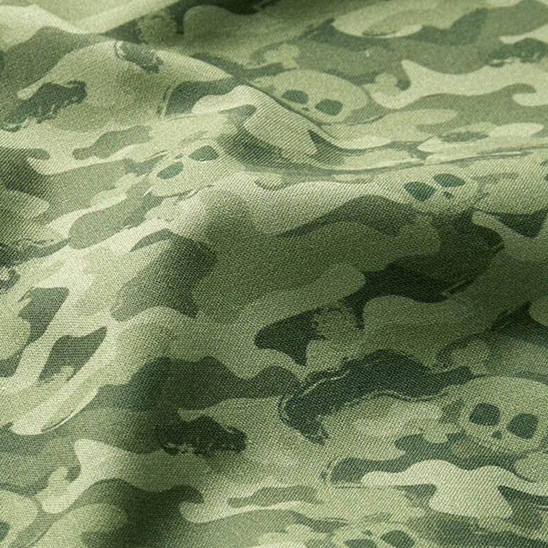 Biologisch katoenpopeline Camoufleer doodskoppen – pistache,  image number 2