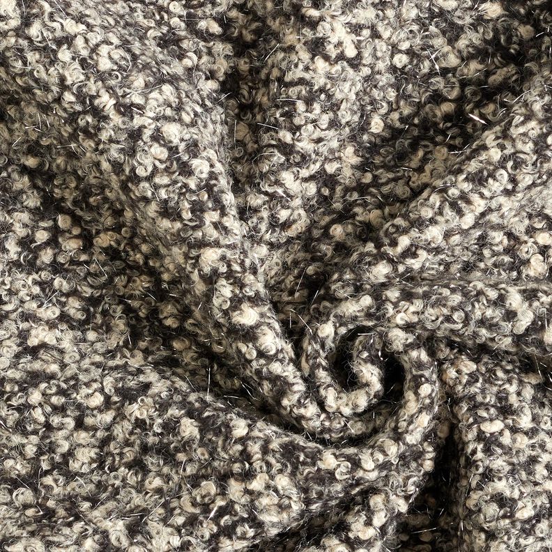 Tricot bouclé Glitterdraden melange – cashew/zwart, image number 3