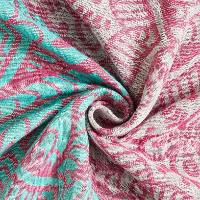 Strandkleding hamamdoek jacquard ornamenten – pepermunt/purper, image number 3