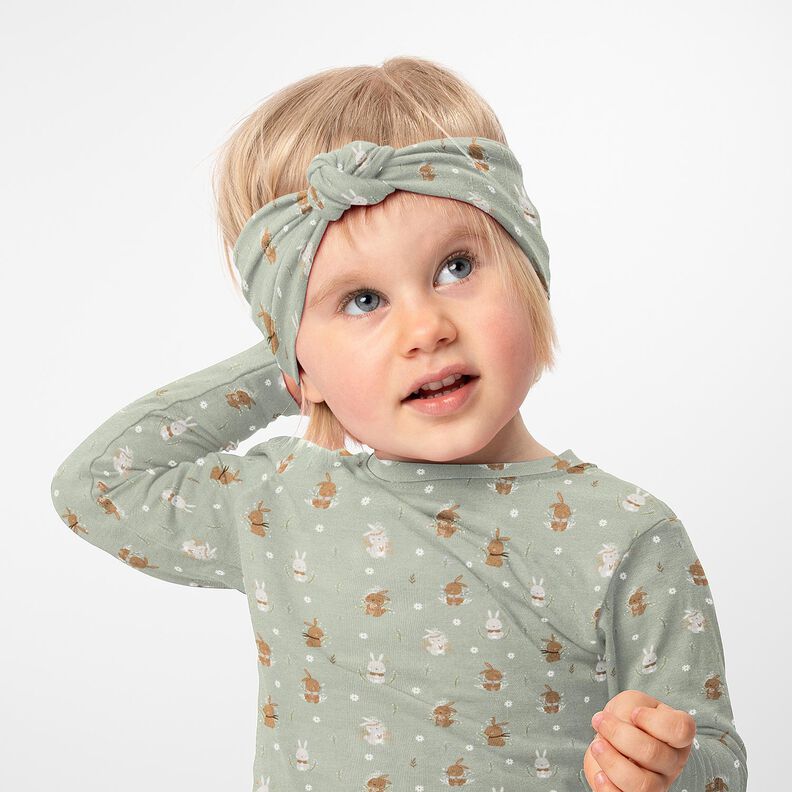 Katoenjersey Schattige haasjes Digitaal printen – riet | Stofrestant 90cm,  image number 5