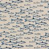 Decostof Half panama School vissen – natuur/marineblauw,  thumbnail number 1