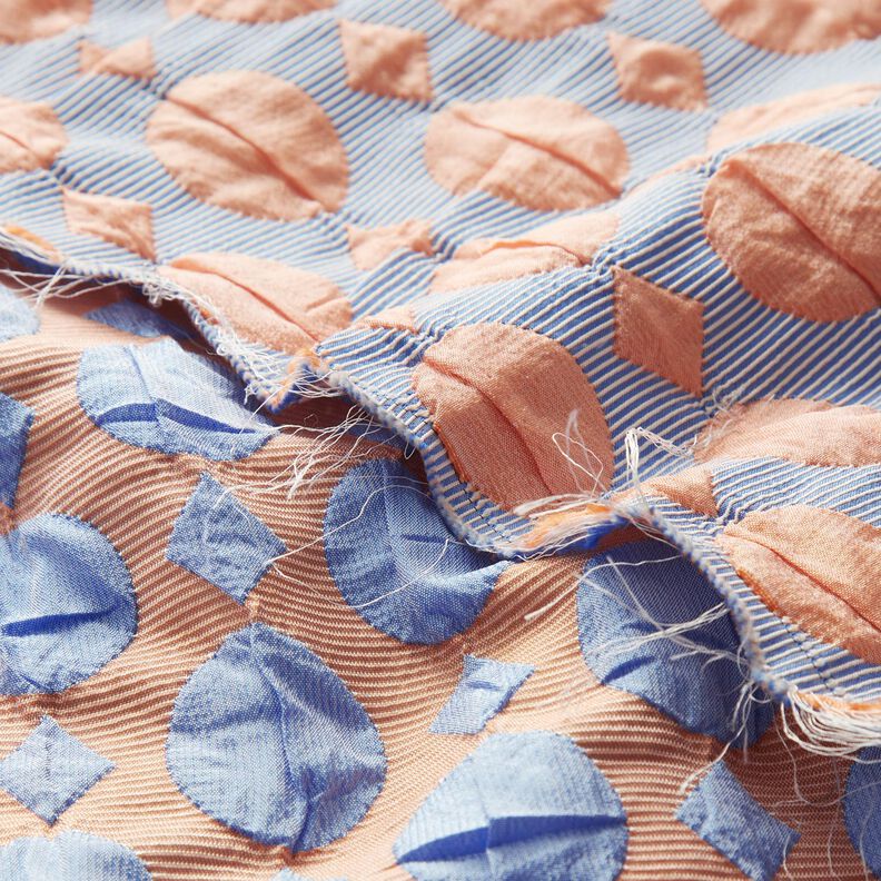 Cloqué stippen en diamanten – lichtblauw/perzik, image number 5