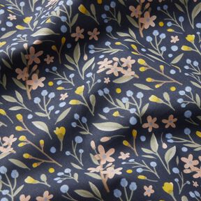 Katoenen stof Cretonne Bloemen – nachtblauw, 