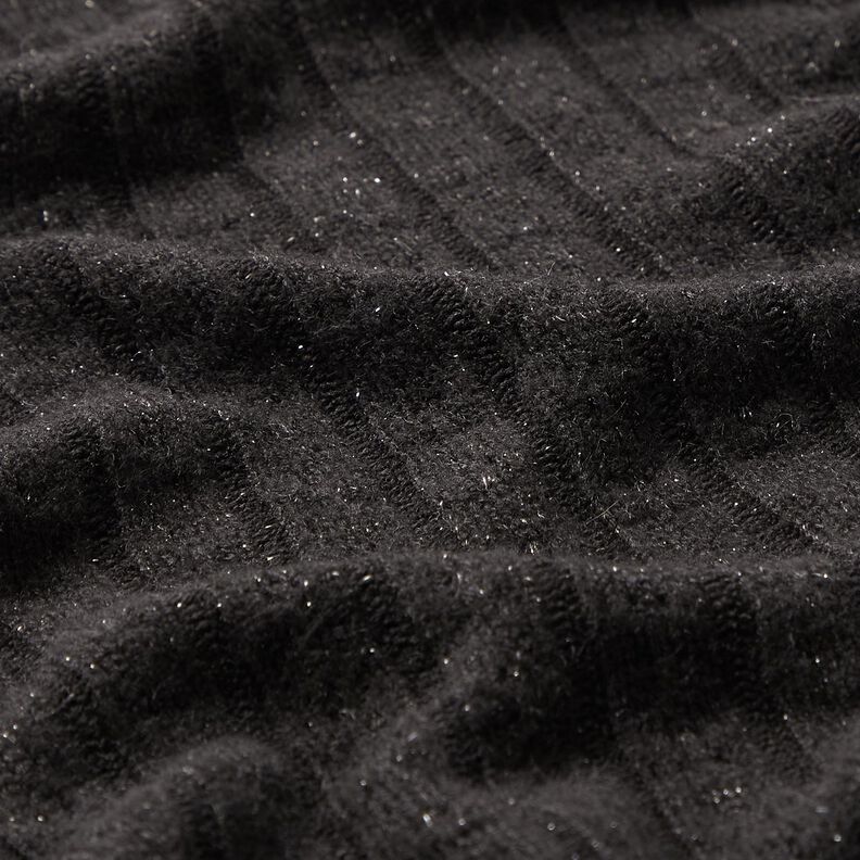 Breistof Ajour elegante glitterstrepen – zwart,  image number 2