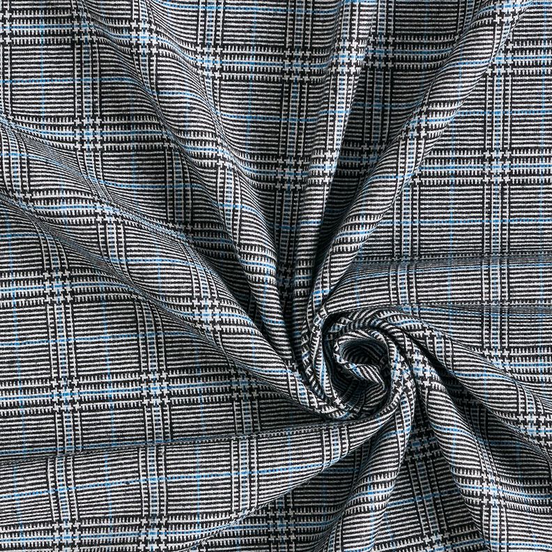 Viscosemix abstracte glencheck – koningsblauw/zwart,  image number 3
