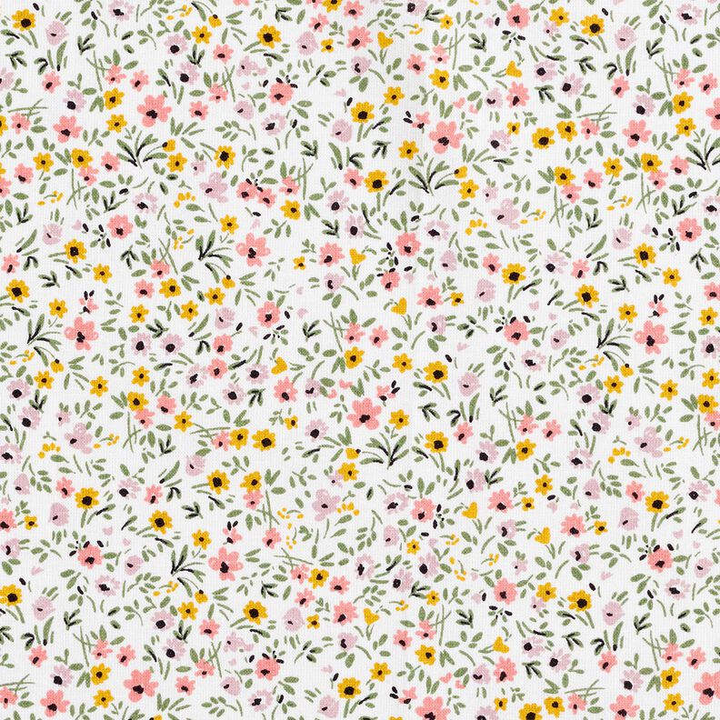 Katoenen stof Cretonne delicate bloemen – wit/oudroze, image number 1